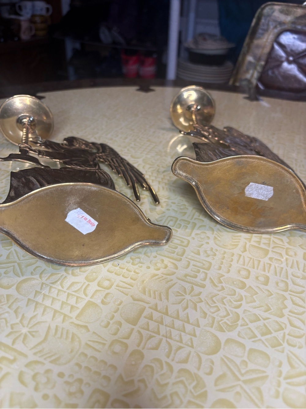 Vintage Brass Angel Pair Candle Holders - Gold Tone - Picture 6 of 8
